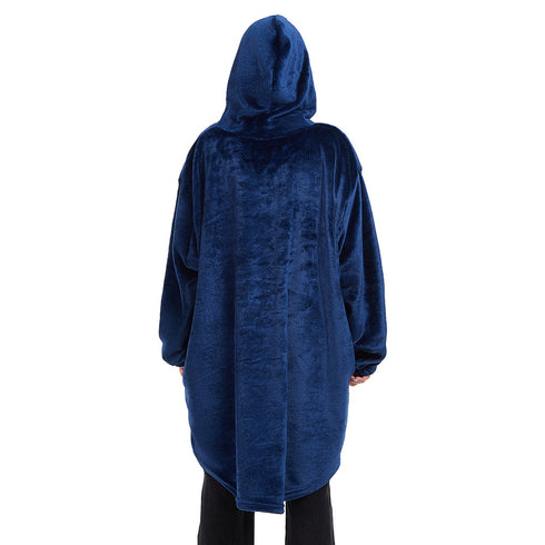 Snuggs Blanket Hoodie Dark Blue Christmas Ho Ho Ho Pocket